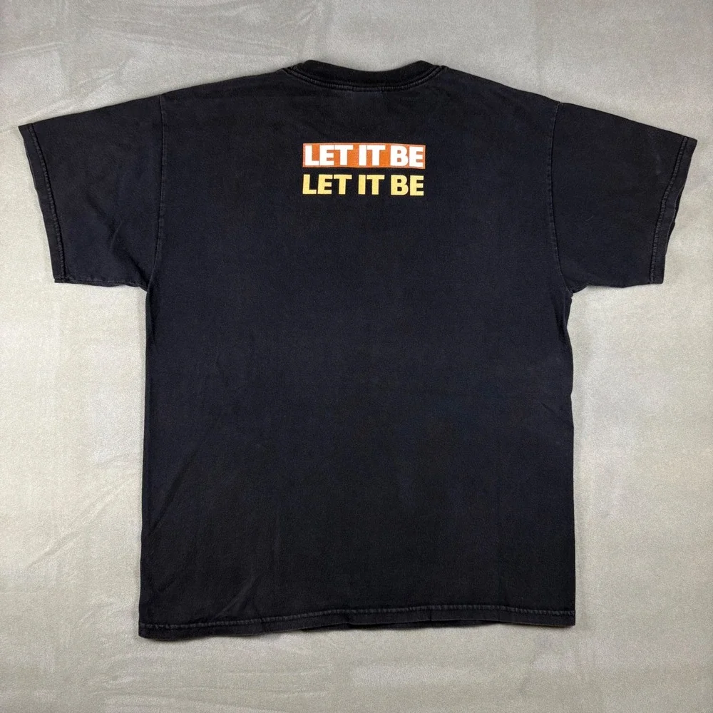 Vintage 2005 The Beatles Let It Be T-Shirt Mens Large Black Graphic Y2K Fade